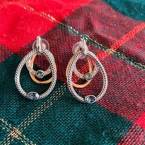 Brighton silver and rose tone blue stone earrings